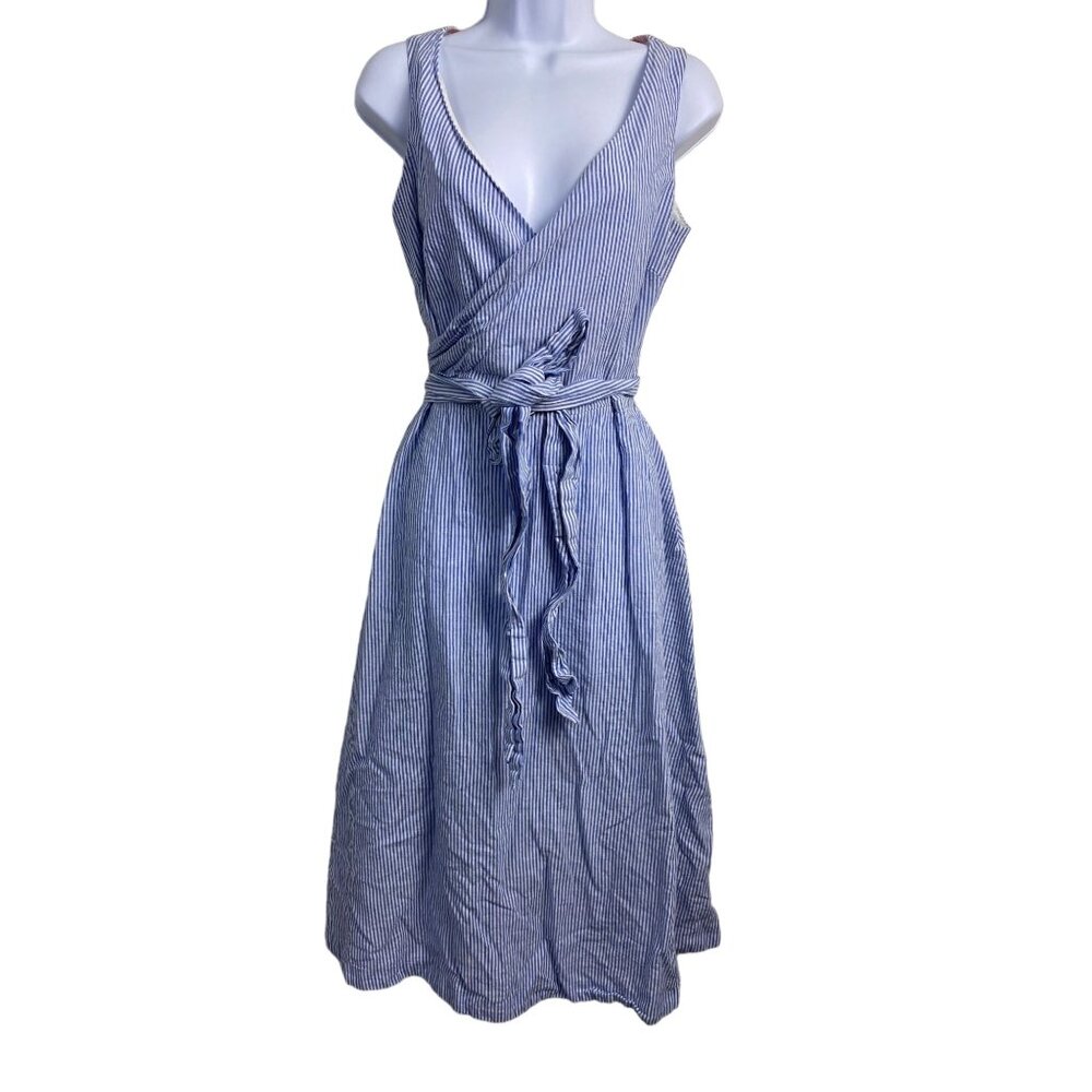 Boden Blue‎ Stripped Wrap Dress Sz12